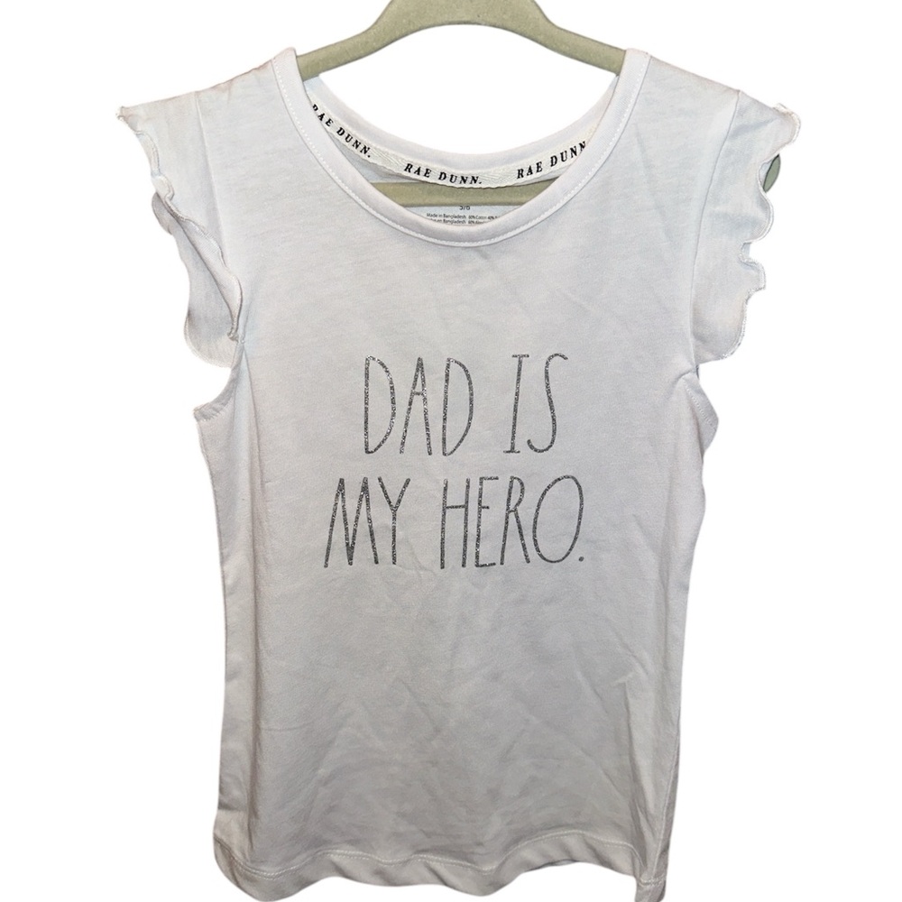 NWT! Rae Dunn White Kids Shirt - 'Dad is My Hero'